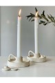 El Yapımı 2,li Krem Kulplu Kapaklı Şamdan Tütsülük