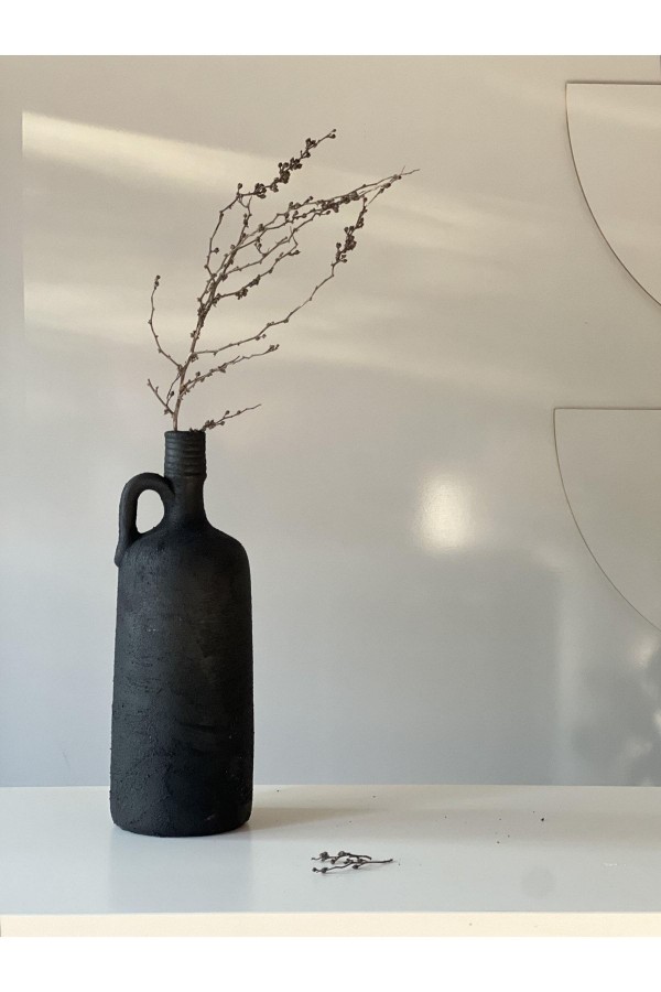 Lingo Tek Kulplu Eskitme Şişe Vazo Siyah