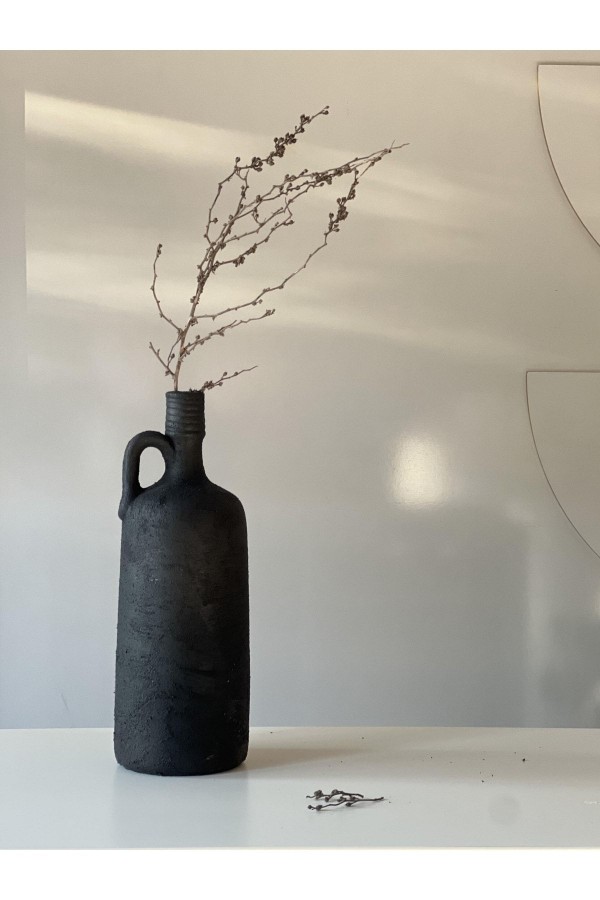 Lingo Tek Kulplu Eskitme Şişe Vazo Siyah