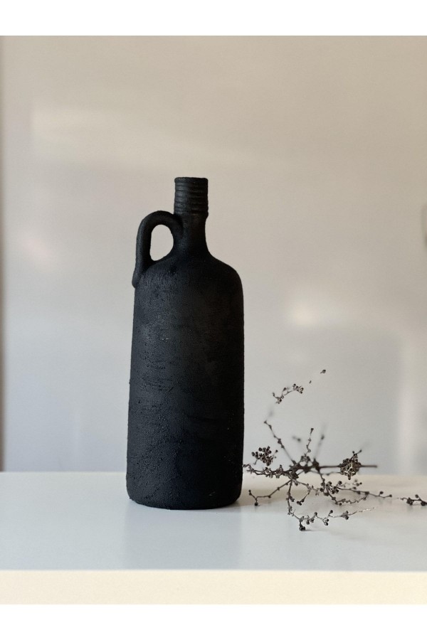 Lingo Tek Kulplu Eskitme Şişe Vazo Siyah