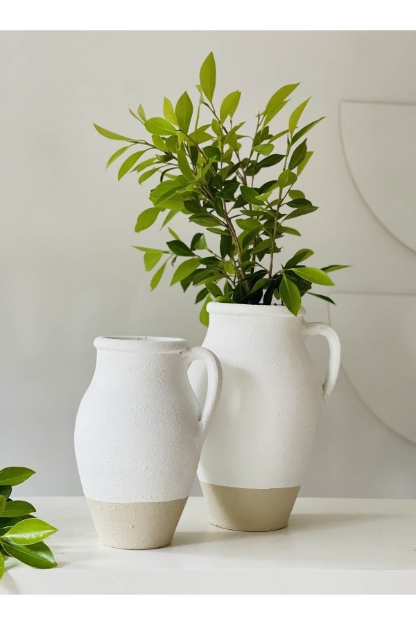 Limera 2li Tek Kulplu Vazo Dokulu Mat Latte