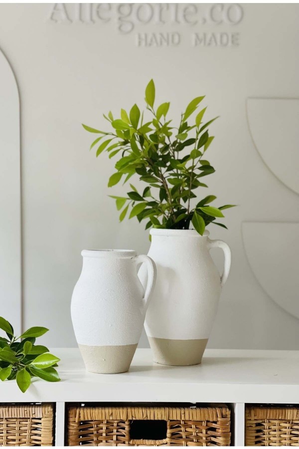 Limera 2li Tek Kulplu Vazo Dokulu Mat Latte