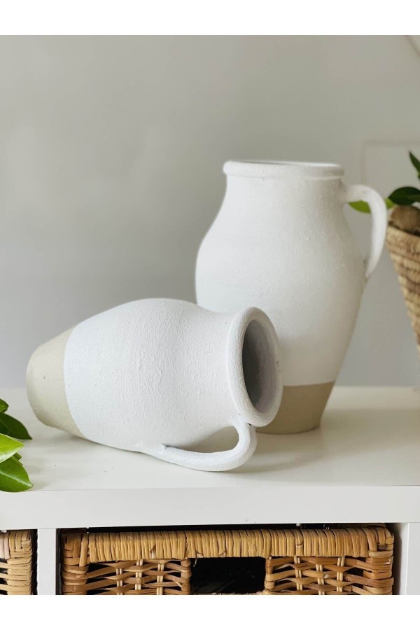 Limera 2li Tek Kulplu Vazo Dokulu Mat Latte