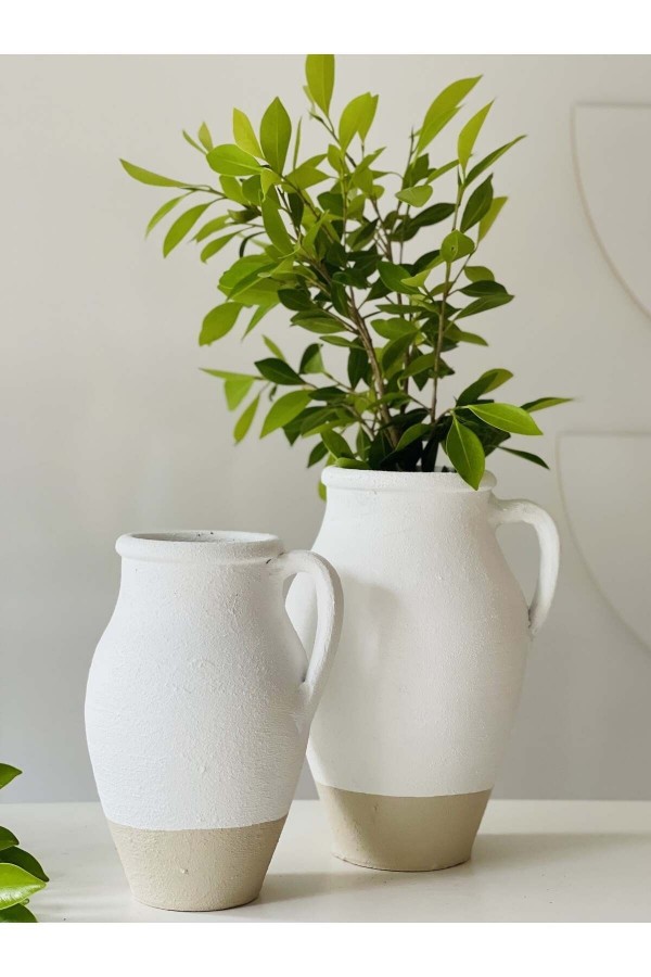 Limera 2li Tek Kulplu Vazo Dokulu Mat Latte