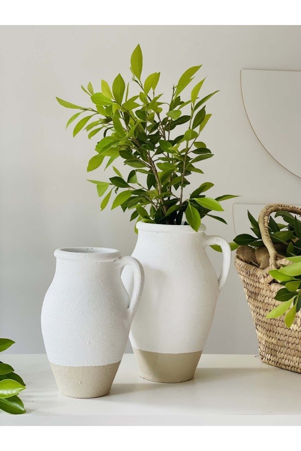 Limera 2li Tek Kulplu Vazo Dokulu Mat Latte