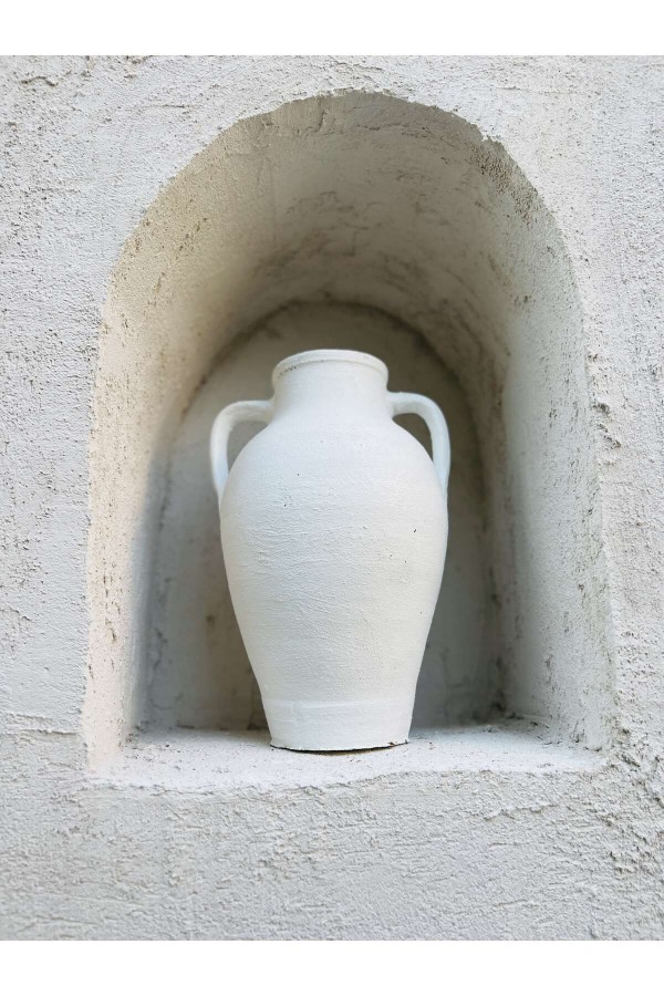 Lana Çift Kulplu Vazo Beyaz