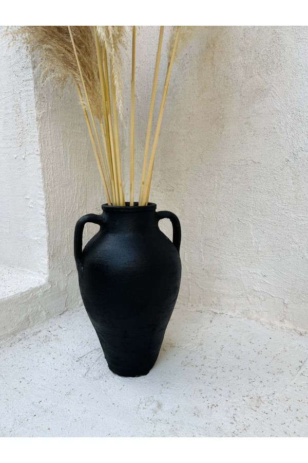 Lana Çift Kulplu Vazo Siyah