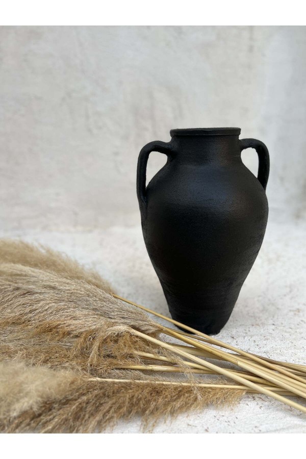 Lana Çift Kulplu Vazo Siyah