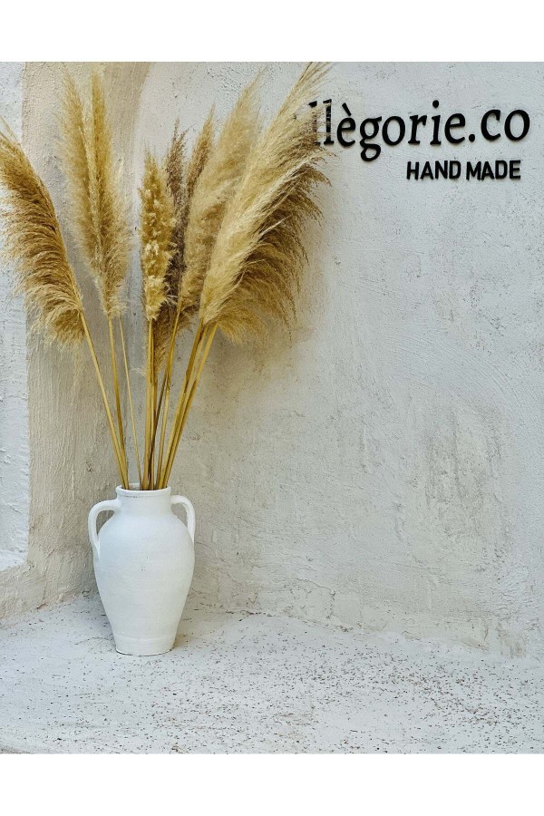 Lana Çift Kulplu Vazo Beyaz