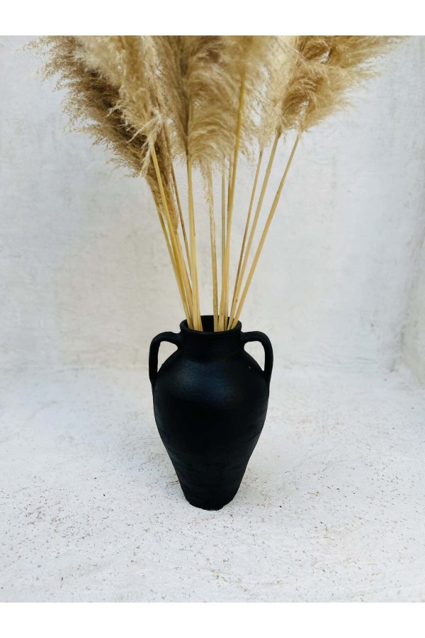 Lana Çift Kulplu Vazo Siyah